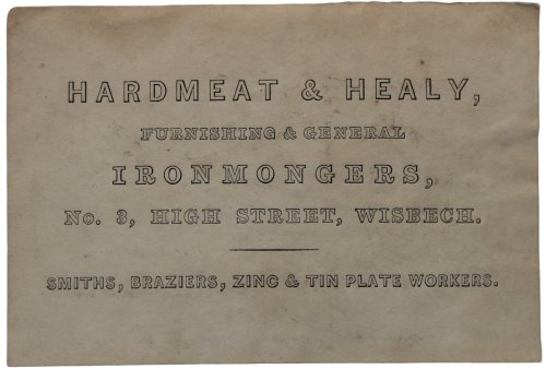 Image for Furnishing & General Ironmongers, No. 3, High Street, Wisbech. Smiths, Braziers, Zinc & Tin Plate Workers. Furnishing & General Ironmongers, No. 3, High Street, Wisbech. Smiths, Braziers, Zinc & Tin Plate Workers.