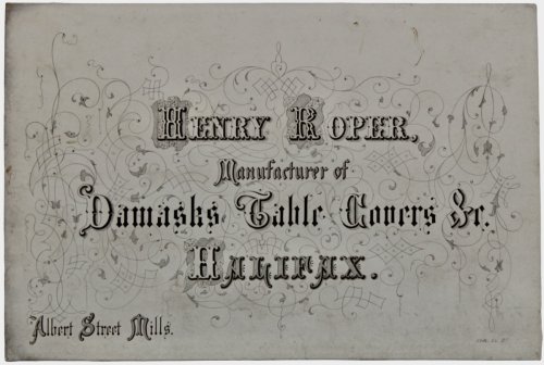 Manufacturer of Damasks, Table Covers, &c. Halifax, Albert Street Mills.