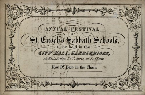 Annual Festival to be held in the City Hall, Candlerigg, on Wednesday, 28th April at 7 o’Clock.