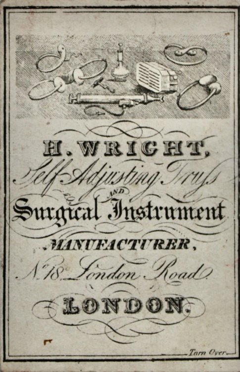 Self Adjusting Truss and Surgical instrument Manufacturer. No 18, London Road, London.