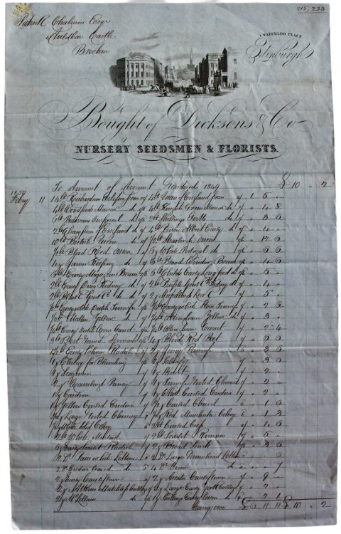 Nursery Seedsmen & Florists. 1, Waterloo Place, Edinburgh.