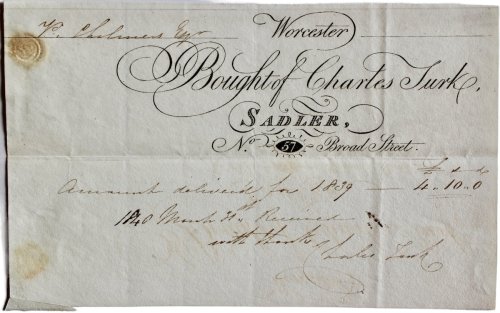 Saddler, No 57 Broad Street, Worcester.