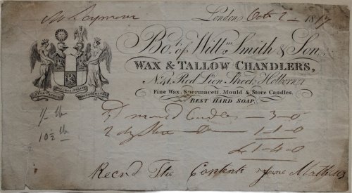 Image for Wax & Tallow Chandlers, No. 41, Red Lion Street, Holborn. Fine Wax, Spermaceti, Mould & Store Candles. Best Hard Soap. Wax & Tallow Chandlers, No. 41, Red Lion Street, Holborn. Fine Wax, Spermaceti, Mould & Store Candles. Best Hard Soap.