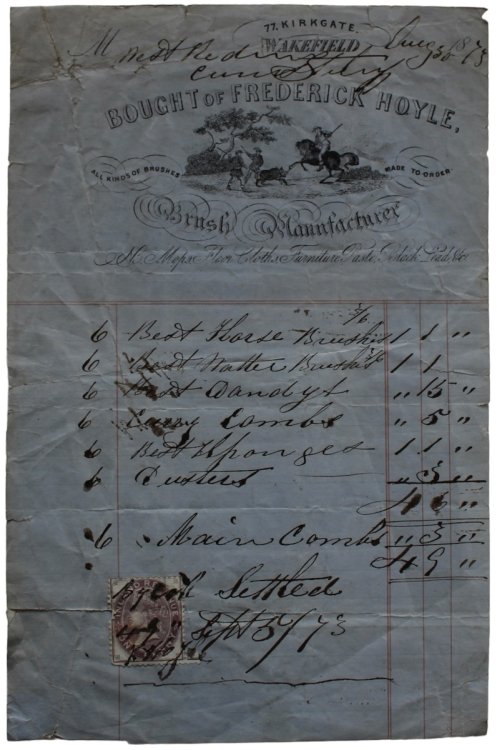 Image for Brush Manufacturer. All kinds of brushes made to order. n.b. Mops, Floor Cloths, Furniture Paste, Black Lead, &c. 77, Kirkgate, Wakefield. Brush Manufacturer. All kinds of brushes made to order. n.b. Mops, Floor Cloths, Furniture Paste, Black Lead, &c. 77, Kirkgate, Wakefield.