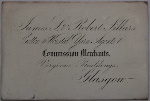 Cotton & Worsted Yarn Agents & Commission Merchants. Virginia Buildings, Glasgow.