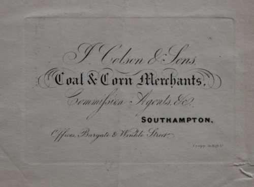 Coal & Corn Merchants, Commission Agents, &c., Southampton. Offices, Bargate & Winkle Street.