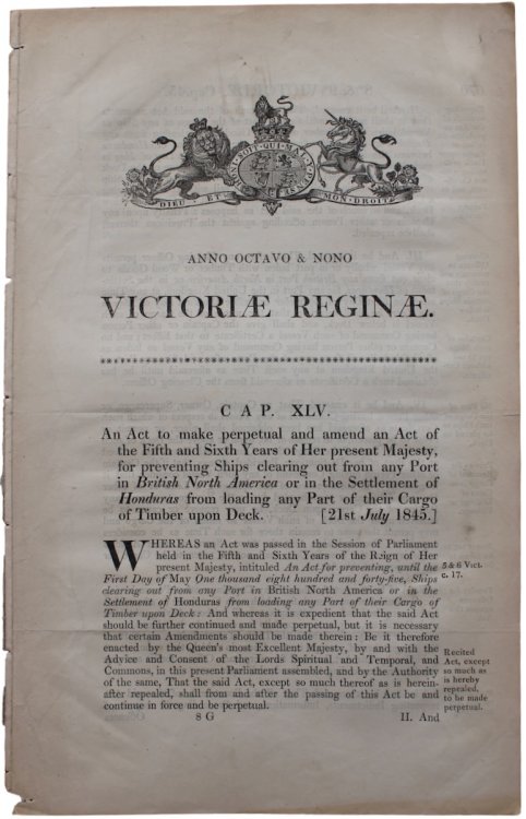 An Act to make perpetual and amend an Act of the Fifth and Sixth years of Her present Majesty for preventing Ships clearing out from any Port in British North America or in the Settlement of Honduras from loading any Part of their Cargo of Timber on Deck.