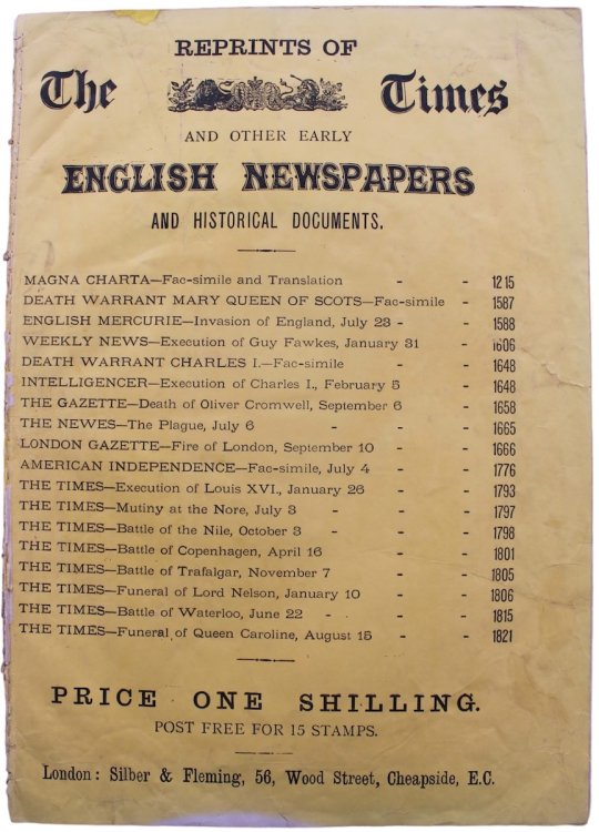 Reprints of The Times and Other Early English Newspapers and Historical Documents.