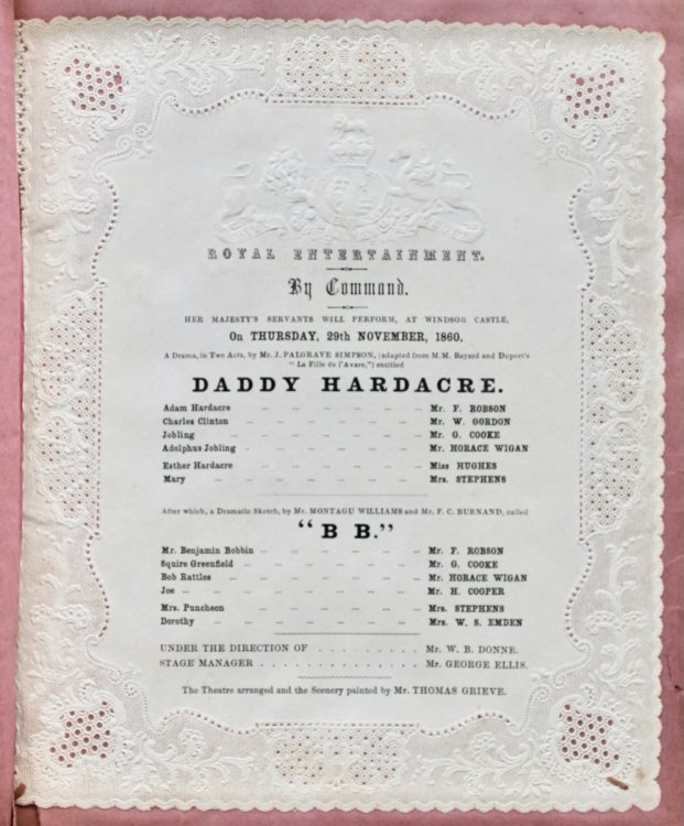 Bound Collection of Programmes for Royal Entertainment. By Command. 9 for Windsor Castle; 27 Buckingham Palace. [with] 2 Admission Tickets for the Royal Jubilee Thanksgiving Service 1887.