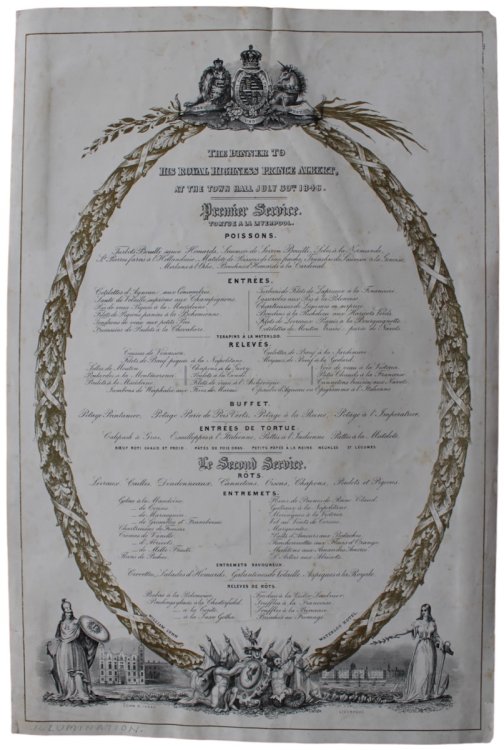 The Dinner to His Royal Highness Prince Albert, at the Town Hall July 30th. 1846.