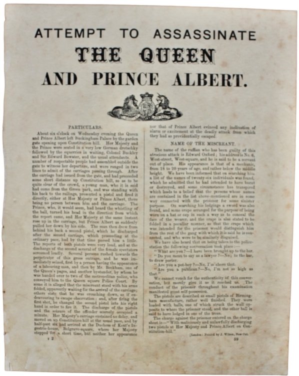 Attempt to Assassinate the Queen and Prince Albert.