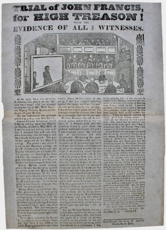 Trial of John Francis, for High Treason! With the Evidence of All the Witnesses.
