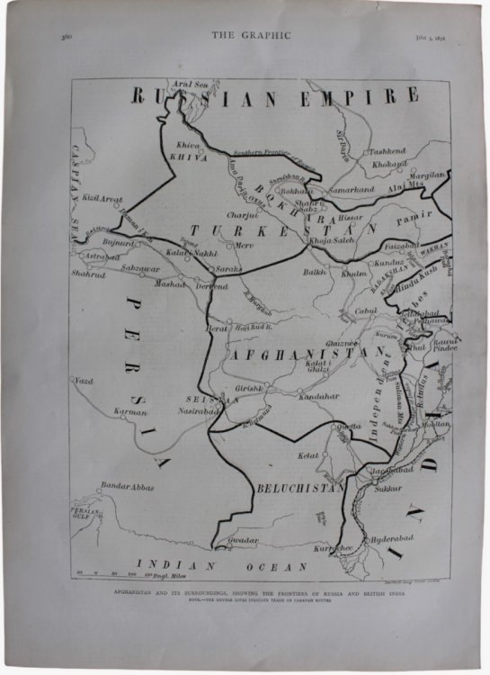 Afghanistan and Its Surroundings, Showing the Frontiers of Russia and British India.