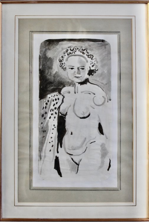 Female Nude with curly hair.