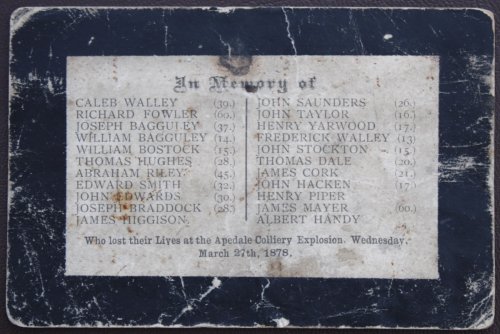 In Memory of. who lost their lives at the Apedale Colliery Explosion. Wednesday, March 27th, 1878.