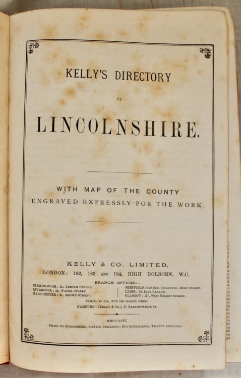 Kelly’s Directory of Lincolnshire. 1896.