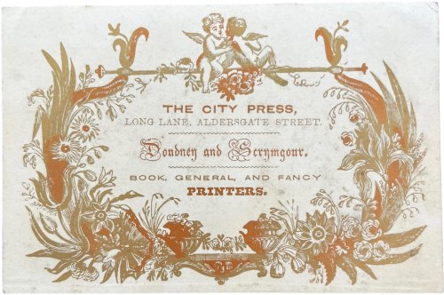 The City Press, Long Lane, Aldersgate Street. Book, General, and Fancy Printers.