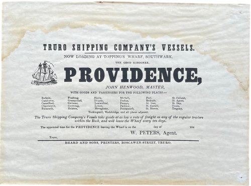Now Loading at Topping Wharf, Southwark, the Good Schooner, Providence, John Henwood, Master.