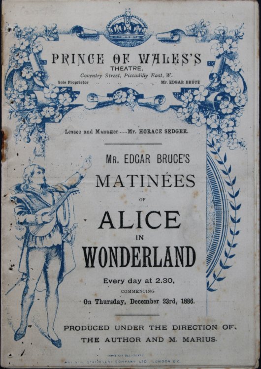 [Programme] Mr. Edgar Bruce’s Matinées of Alice in Wonderland.