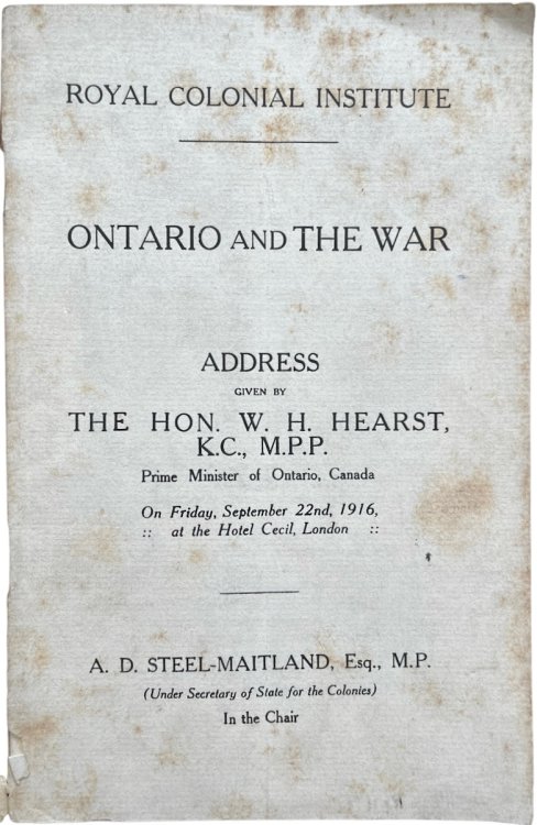 Ontario and the War.