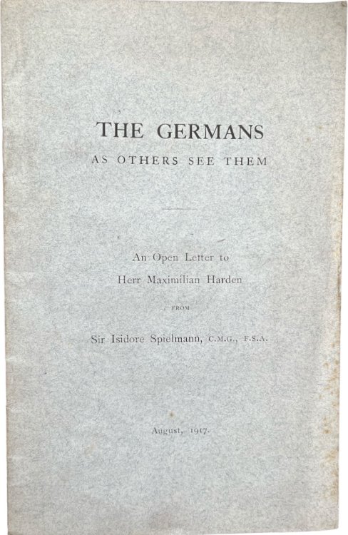 The Germans as Others See Them. An Open Letter to Herr Maximilian Herden.