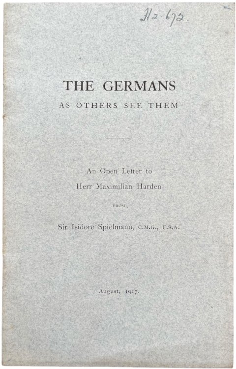 The Germans as Others See Them. An Open Letter to Herr Maximilian Herden.