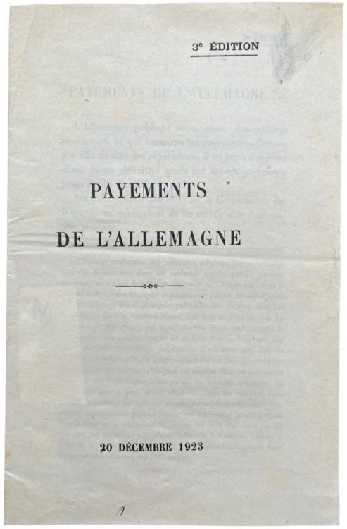 Payement de l’Allemagne.