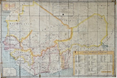 Afrique Occidentale Fran&ccedil;aise. Carte d&rsquo;Ensemble Type Semi-Mural Politique et Administrative.