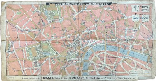 Bennet’s Illustrated London Plan of London. Plan Showing Theatres, Music Halls, Museums, &c. &c.