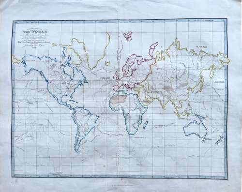 A Plane Chart of the World on Mercator’s Projection. With the Tracks & Discoveries of the Principal and Most Recent Navigators; for the Elucidation of The Abbé Gaultier’s Geographical Games.