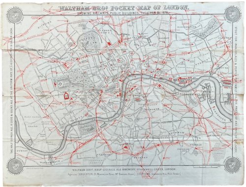 Pocket Map of London Showing Railways, Public Buildings, Theatres, &c. 1876.