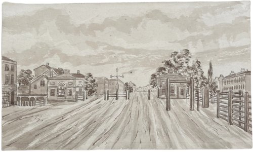 Entrance to London from the Mile End Turnpike. [from a sketch in 1800 - inscription on mount]