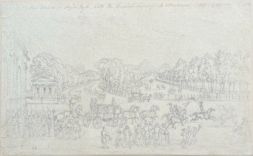 The Drives in Hyde Park with the Queen’s Carriage in Attendance, Sep 1843.