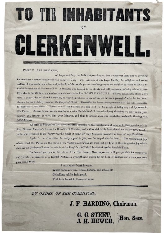 Election of a Minister. Two Broadsides and Portrait of The Reverend Robert Maguire.