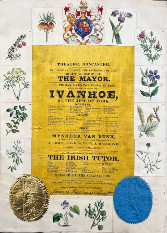 Theatre Doncaster. Ivanhoe, of the Jew of York. Myheer Van Dunk. To Conclude with a Bagatelle called The Irish Tutor.