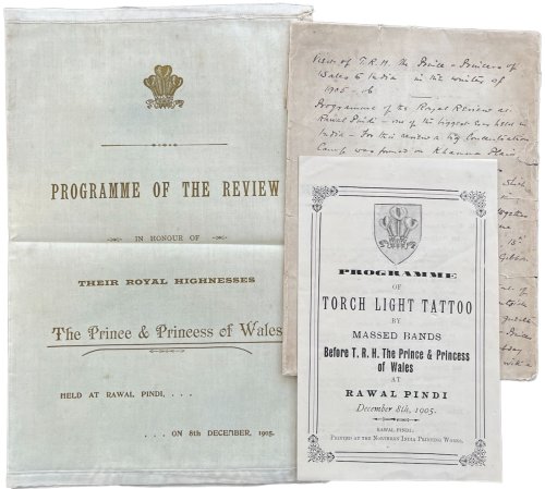 Programme of the Review in Honour of Their Royal Highnesses The Prince and Princess of Wales. Held at Rawl Pindi, on 8th December, 1905.