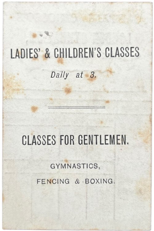 Captain Chiosso&rsquo;s London Gymnasium. [Ticket for Miss Inman]