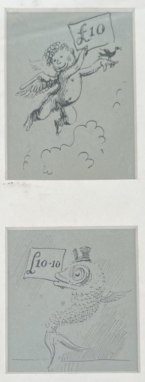 Pair of Original Pen and Ink Drawings.