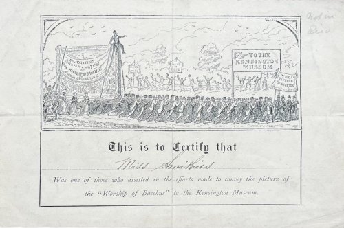 The Worship of Bacchus. Certificate.