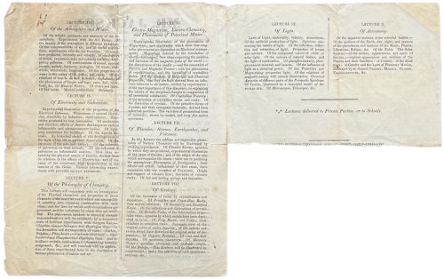 Respectfully Announces to the Ladies and Gentlemen of and the Environs, that he proposes delivering a Course of Ten Lectures on Select Subjects in Natural Philosophy Intended to Illustrate the Present State of Science, by a Numerous Series of Modern Experiments, with an extensive Apparatus of the be