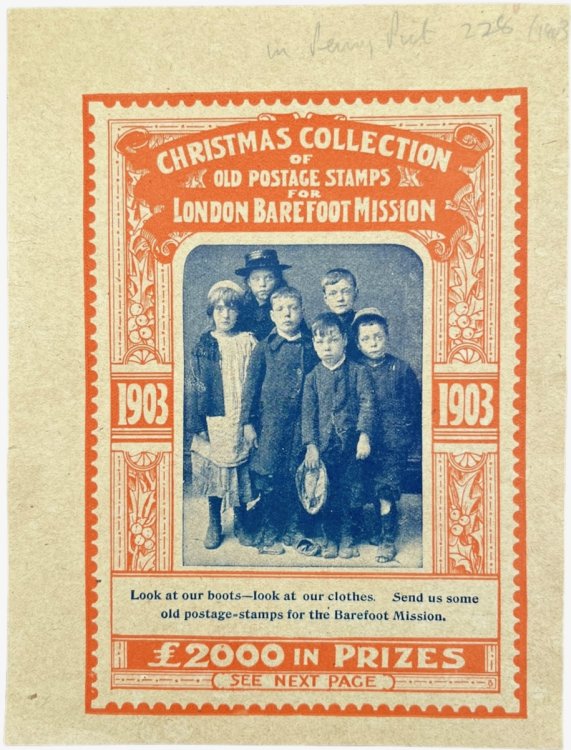 Christmas Collection of Old Postage Stamps for London Barefoot Mission.