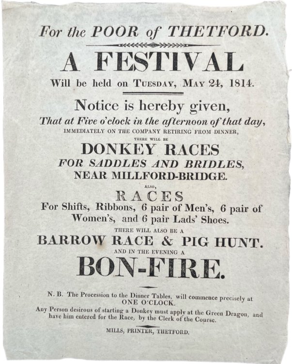 For the Poor of Thetford. A Festival Will be Held on Tuesday, May 24, 1814.