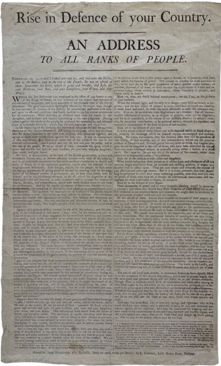 Rise in Defence of Your Country. An Address to All Ranks of People.