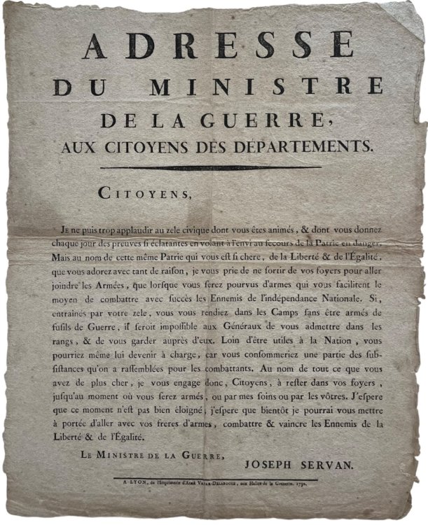 Address du Ministre de la Guerre Aux Citoyens des Départements.