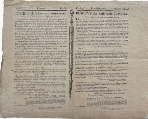 Décret de la Convention Nationale. Besluyt der Nationaele Conventie.
