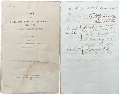 Laws of the Literary and Philosophical Society of Newcastle-Upon-Tyne, as Revised by the Committee and adopted at the Anniversary Meeting Held 3rd. February 1857.