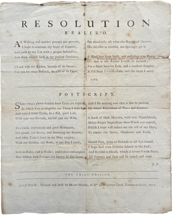 A Resolution Realiz’d. Postscript.