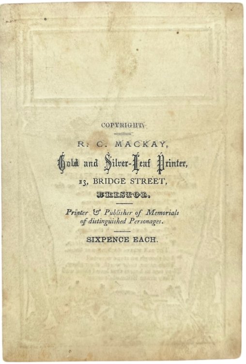 In Memory of the 506 Gallant British Sailors who perished in H.M.S. Captain which foundered off Cape Finisterre on the morning of September 7th. 1870. [with poem] On the Loss of the “Captain” Turret Ship in the Bay of Biscay, on the 7th. September, 1870, by J. Morshead.
