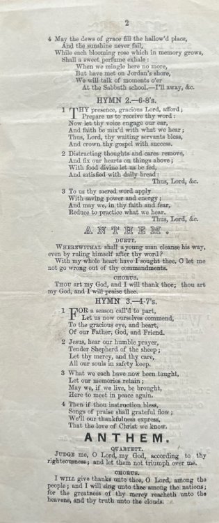 Hymns to be Sung by the Children of the Bethel Sunday School, Brighouse, at their Anniversary, Sunday, Jukly 4th, 1858.