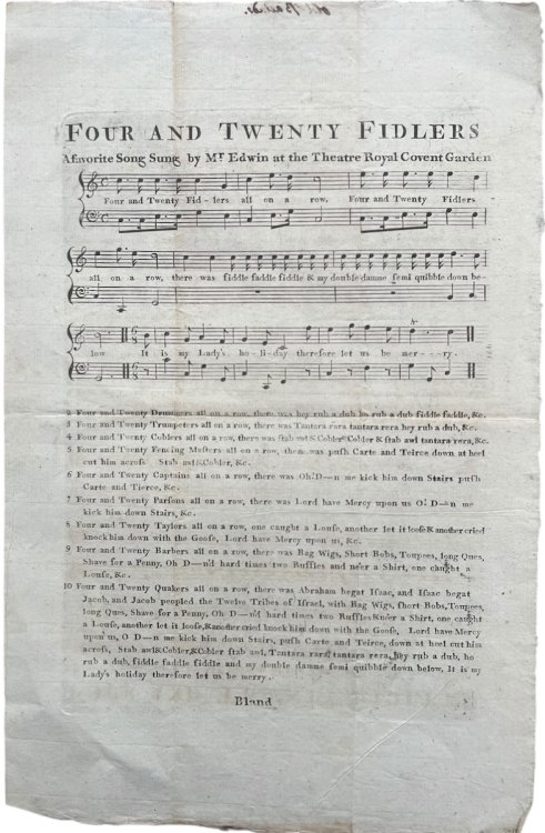 Four and Twenty Fiddlers; a favorite song sung by Mr. Edwin at the Theatre Royal Covent Garden.